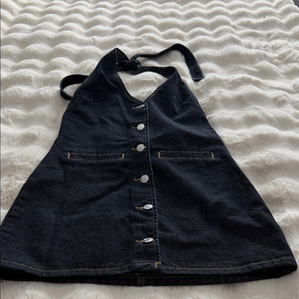 PacSun Black Denim Button-Front Mini Dress